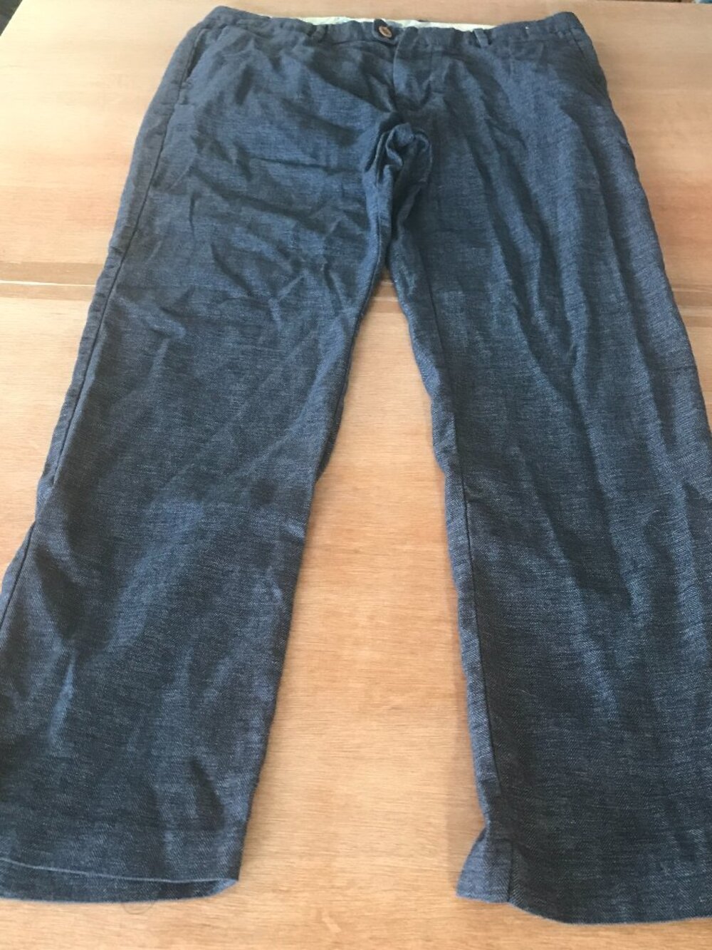 Tommy Bahama Straight Leg Pants Men 36x30 Blue Pocket Linen Blend Stretch 20202